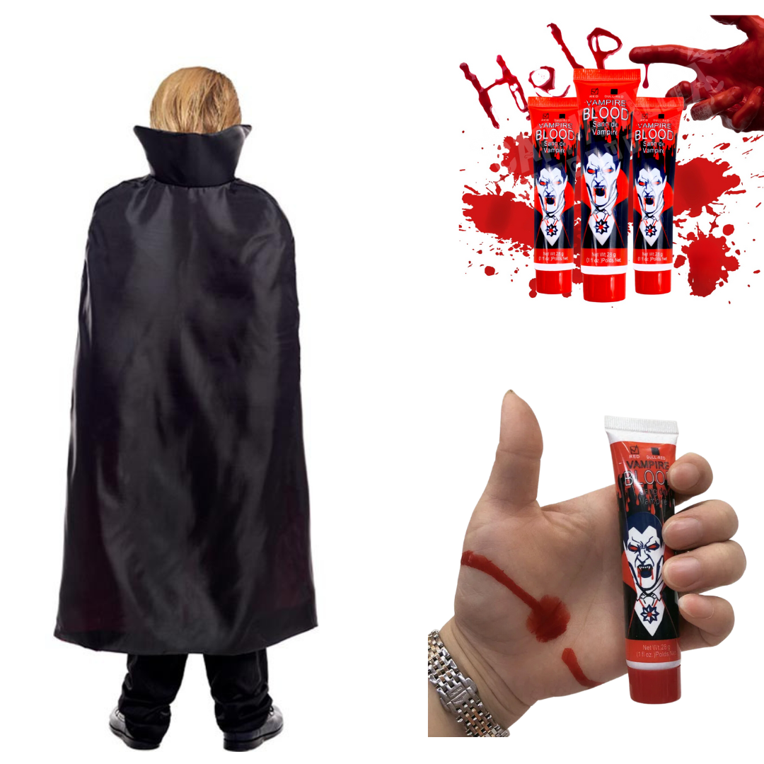 Disfraz Vampiro Clasico + Sangre Haloween Niño
