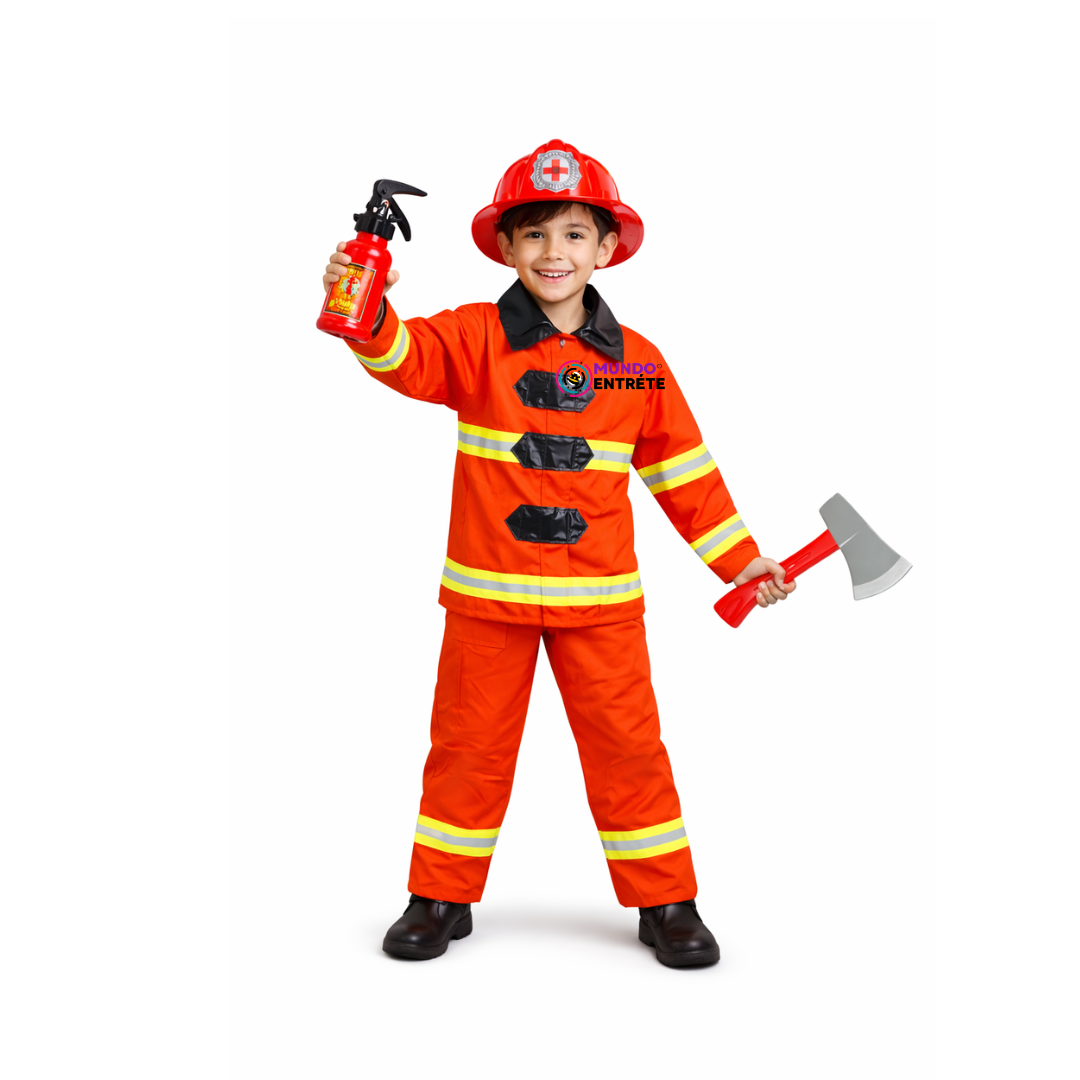Disfraz De Bombero Para Niño Con Casco