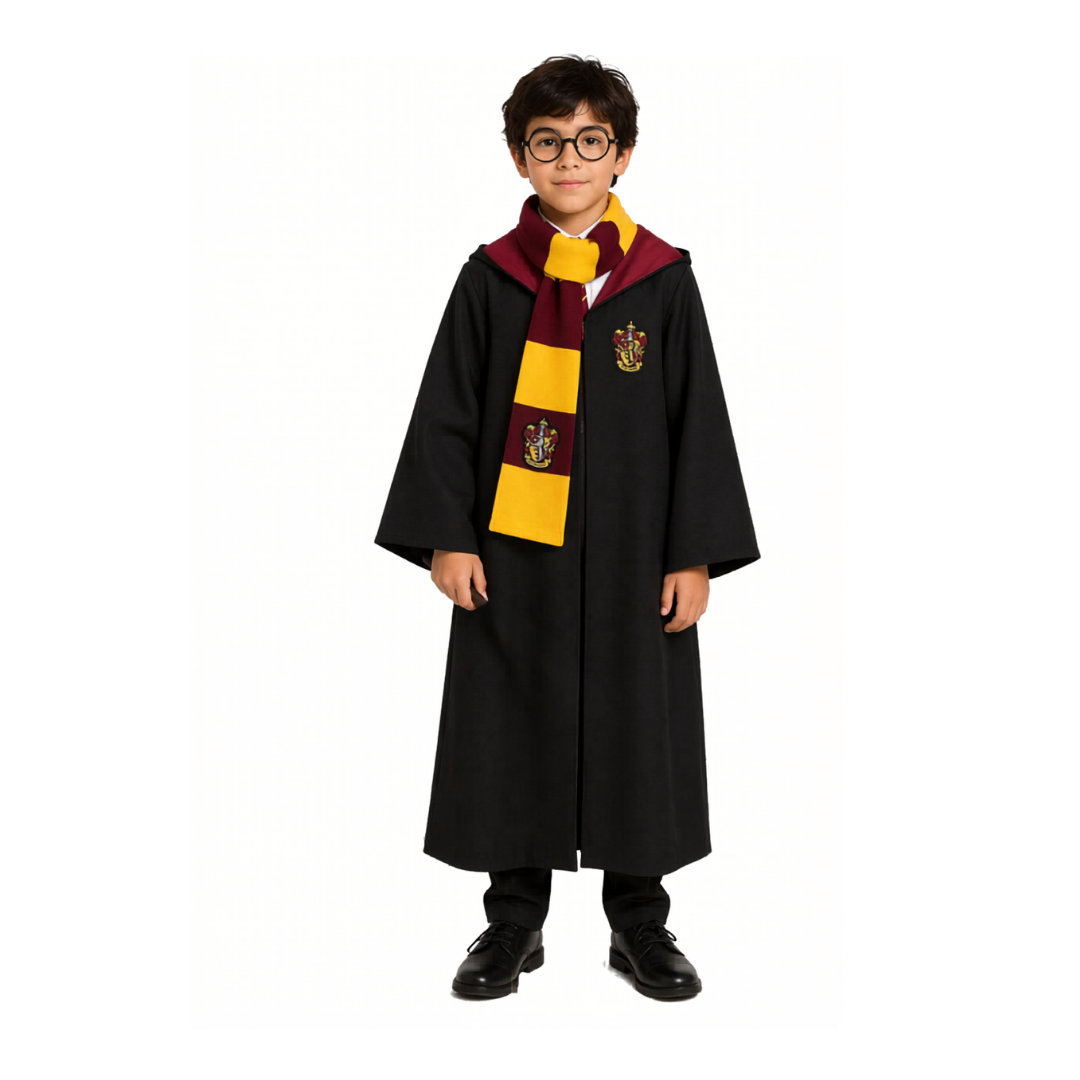 Disfraz Harry Potter + Bufanda+lentes con Insignia para Niños