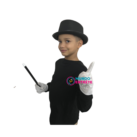 Sombrero De Mago + Varita + Guantes Para Niños
