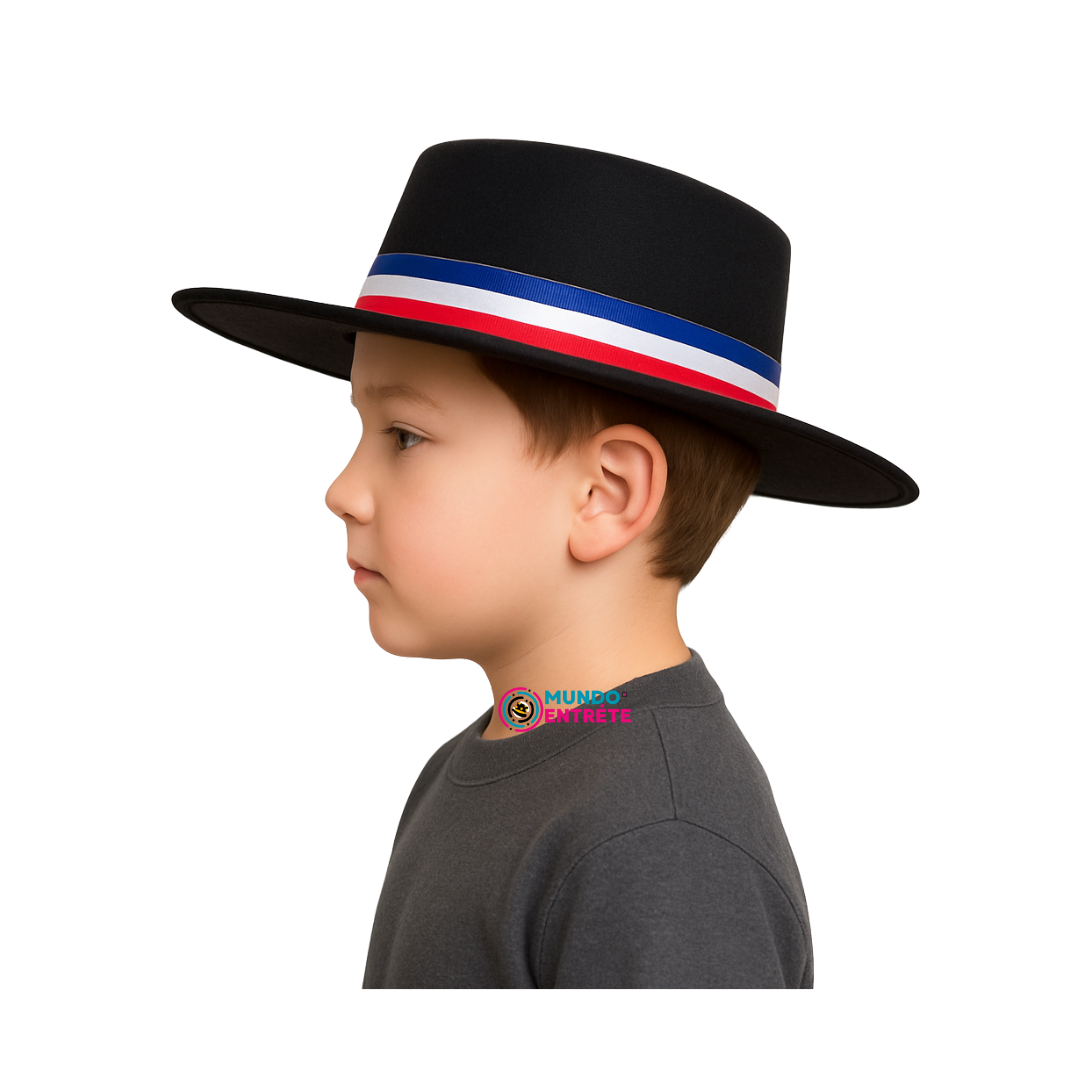 Sombrero Huaso Niño Fiestas Patrias - Cinta Roja/Azul/Blanco