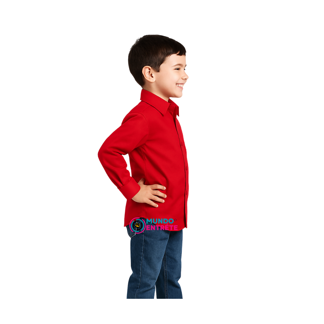 Camisa Para Trajes Típicos Juvenil Roja