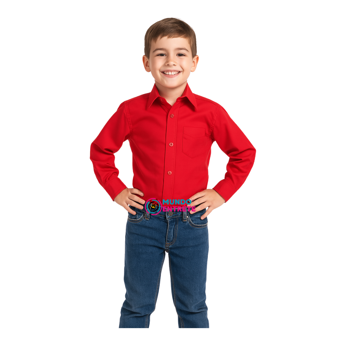 Camisa Para Trajes Típicos Juvenil Roja