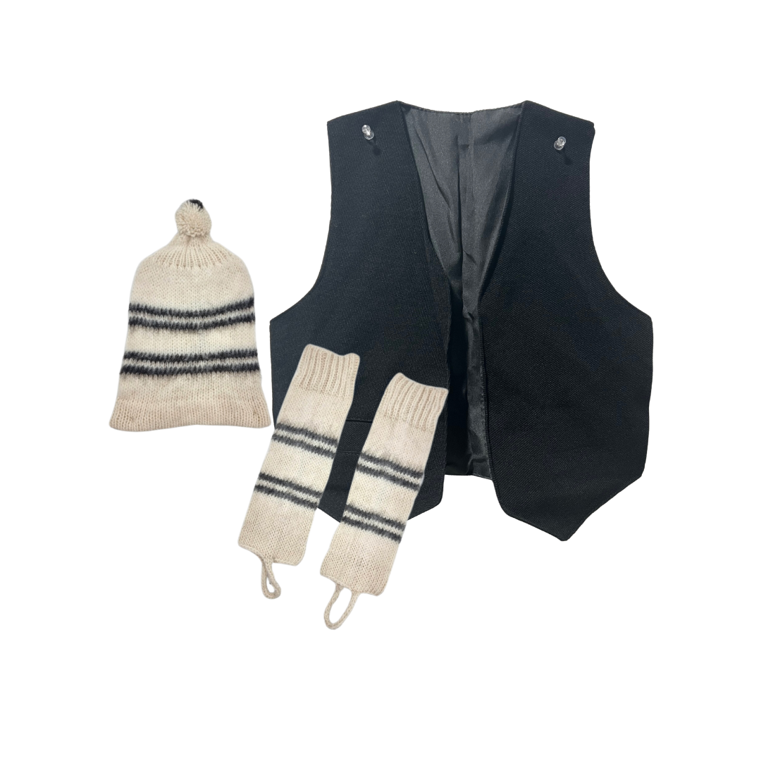 Vestimenta Chilote Para Niño Chaleco Con Gorro Y Polainas